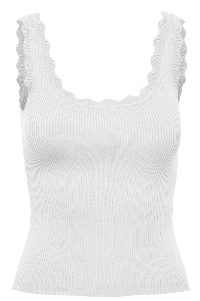 JDYNANNA S/L SCALLOP EDGE TOP KNT 15290585 CLOUD DANCER